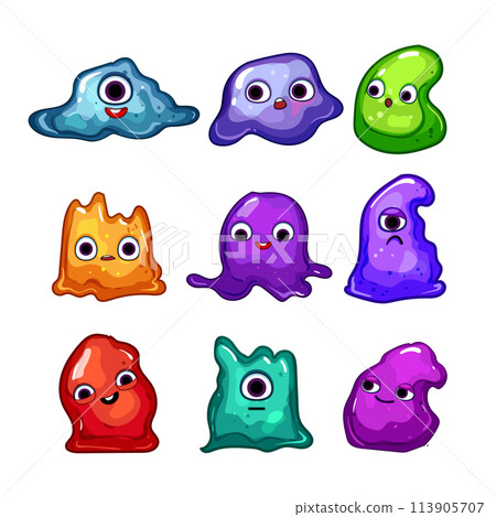 slime character set cartoon vector illustration 113905707