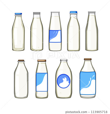 milk bottle set cartoon vector illustration 113905718