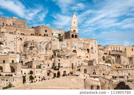 Scenic view of famous historic downtown Matera in Southern Italy Scenic view of famous historic downtown Matera in Southern Italy 113905780