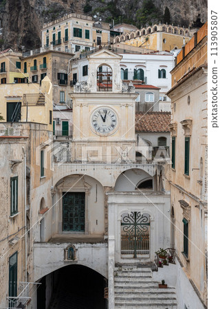 Traditional Italian houses in the town of Atrani at the Amalfi Coast 113905807