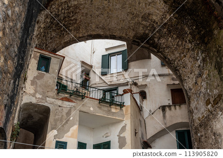 Traditional Italian houses in the town of Atrani at the Amalfi Coast, Southern Italy Traditional Italian houses in the town of Atrani at the Amalfi Coast, Southern Italy 113905820