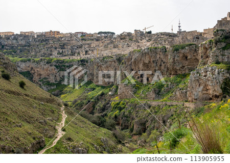 View over the canyon of Matera in Southern Italy 113905955