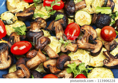 Baked seasonal vegetables with herbs. Baked seasonal vegetables with herbs. 113906228
