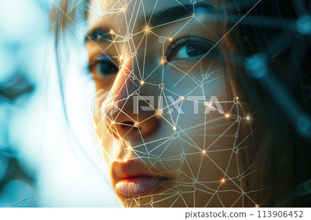 Biometric security identification using face recognition for protection of online data AI Generative 113906452