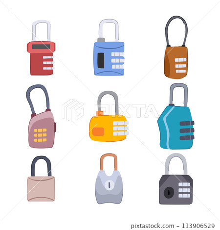 travel lock set cartoon vector illustration 113906529