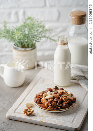 Vegan milk from nuts Vegan milk from nuts 113906546
