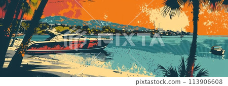 Pop art design, halftone and retro style, travel concept 113906608