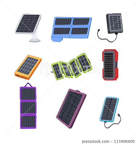solar charger set cartoon vector illustration 113906800