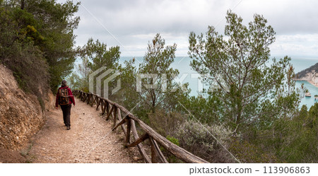 Hiking the famous Nature Trail from Mergoli to Vignanotica, Gargano Peninsula in Italy 113906863