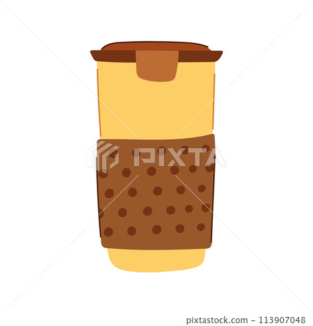 hot reusable coffee cup cartoon vector illustration 113907048