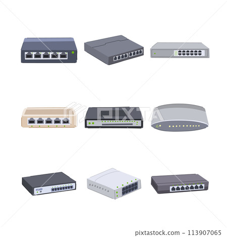 network switch set cartoon vector illustration network switch set cartoon vector illustration 113907065