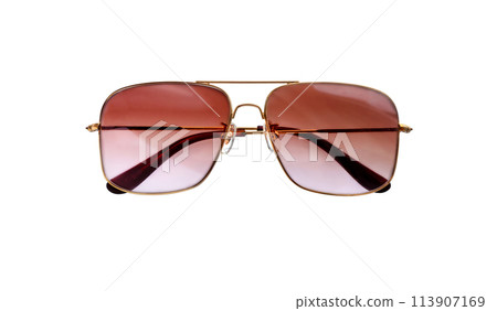 Gold-plated sunglasses on white. 113907169