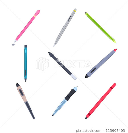 digital pen set cartoon vector illustration digital pen set cartoon vector illustration 113907403