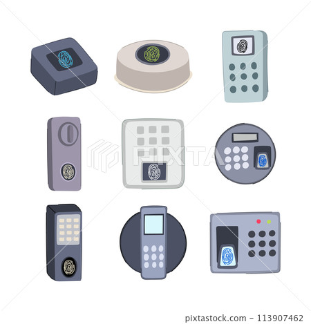 biometric security device set cartoon vector illustration biometric security device set cartoon vector illustration 113907462