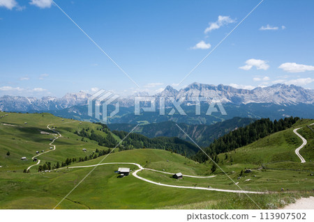 Dolomites meadows landscape, Sass de Putia area 113907502