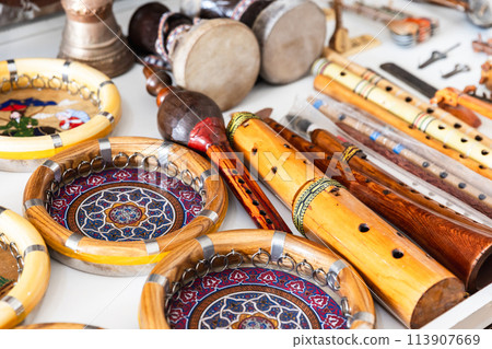 Central Asian percussion and wind musical instruments Central Asian percussion and wind musical instruments 113907669