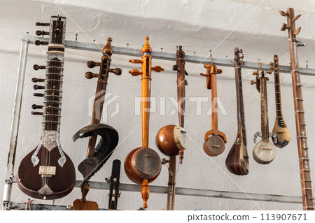 A variety of Central Asian stringed musical instruments A variety of Central Asian stringed musical instruments 113907671