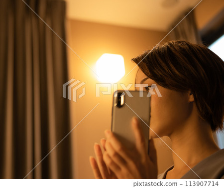 Elegant woman using a smartphone 113907714