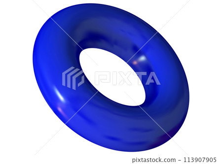 Isolated colorful torus in 3D perspective. Abstract geometric donut shape, in rotation Isolated colorful torus in 3D perspective. Abstract geometric donut shape, in rotation 113907905