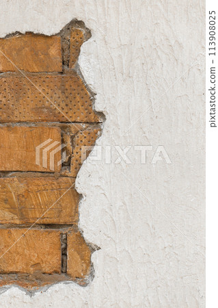 White concrete wall paint old brown brickwork texture object detail architecture background brick masonry design cement White concrete wall paint old brown brickwork texture object detail architecture background brick masonry design cement 113908025