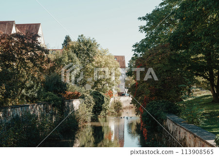 Old national German town house in Bietigheim-Bissingen, Baden-Wuerttemberg, Germany, Europe. Old Town is full of colorful and well preserved buildings. Old national German town house in Bietigheim-Bissingen, Baden-Wuerttemberg, Germany, Europe. Old Town is full of colorful and well preserved buildings. 113908565