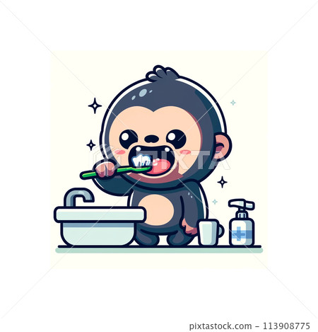 Character illustration to teach children to brush their teeth Character illustration to teach children to brush their teeth 113908775