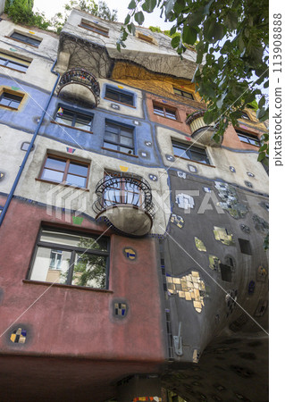 The most unusual building in Vienna. Fragment of Hundertwasser House The most unusual building in Vienna. Fragment of Hundertwasser House 113908888