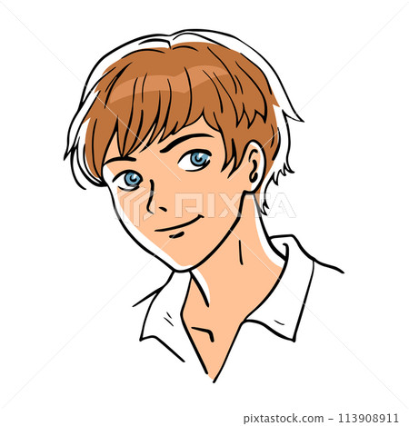 Happy boy portrait on white background 113908911