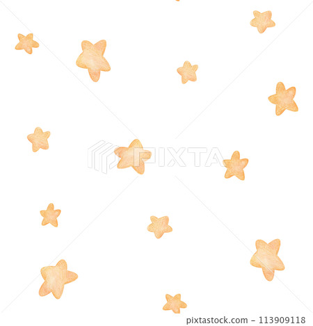 Watercolor seamless pattern with illustration of delicate yellow stars. Handmade, isolated. For children's textiles, wallpaper and clothing Watercolor seamless pattern with illustration of delicate yellow stars. Handmade, isolated. For children's textiles, wallpaper and clothing 113909118