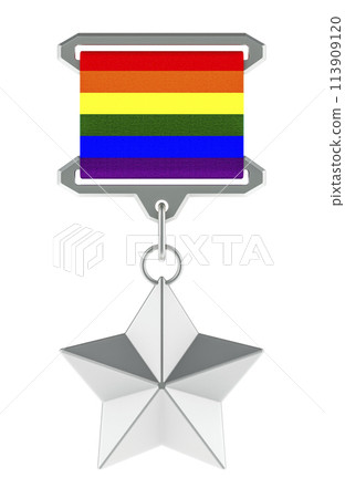 LGBT Medal with silver star, 3D rendering LGBT Medal with silver star, 3D rendering 113909120