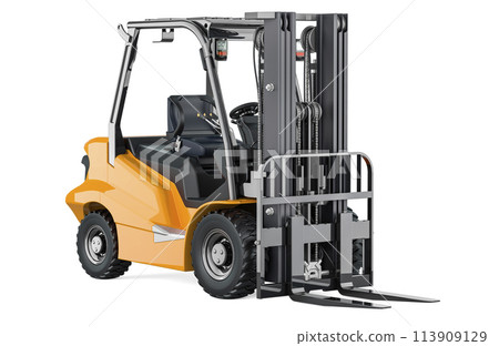 Warehouse Forklift Truck, 3D rendering Warehouse Forklift Truck, 3D rendering 113909129