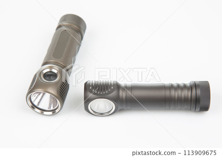 different lanterns flashlight on a white background. item for camping and household life. different lanterns flashlight on a white background. item for camping and household life. 113909675