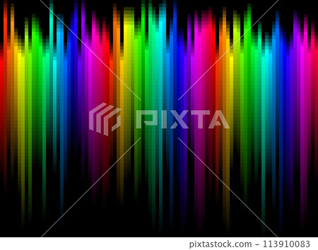 Rainbow stripes gradient with squares mosaic pattern, black background, vector graphic wallpaper or leaflet 113910083