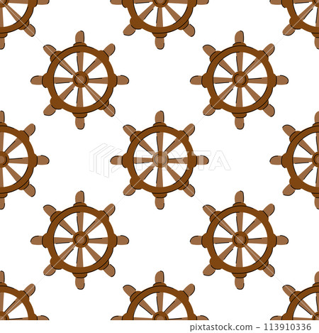 Cute seamless pattern with ship steering wheel. Backdrop, banner, fabric, texture, textile, notebook, wallpaper, wrapping paper template. Cute seamless pattern with ship steering wheel. Backdrop, banner, fabric, texture, textile, notebook, wallpaper, wrapping paper template. 113910336