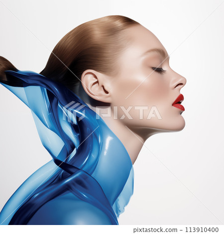 woman with blue liquid 113910400