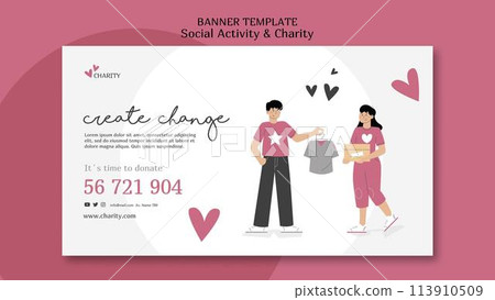 Illustrated social activity and charity banner template 113910509