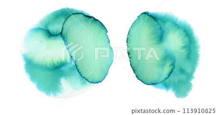 Vibrant emerald green gradient liquid watercolor round shapes. Artistic aquamarine watercolour textured circle stains for abstract background, nature grass illustration, botanical concept Vibrant emerald green gradient liquid watercolor round shapes. Artistic aquamarine watercolour textured circle stains for abstract background, nature grass illustration, botanical concept 113910825