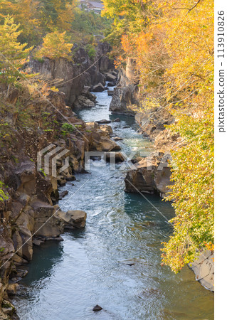 "Iwate Prefecture" Genbikei Gorge and Ichinoseki City dyed in autumn colors 113910826