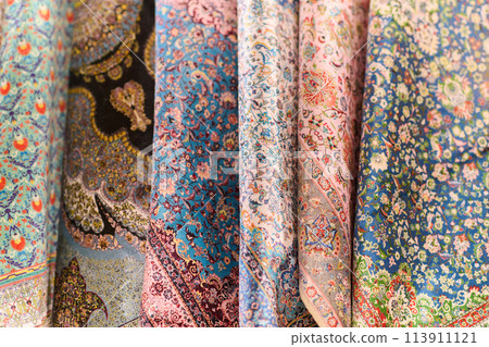 A Tapestry of Tradition: Colorful Array of Muslim Clothing for Sale on Istanbul Streets 113911121