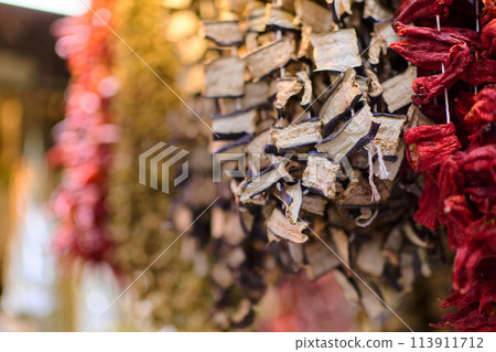 The dried marzipans hang in the shop The dried marzipans hang in the shop 113911712