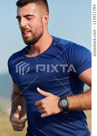 A dedicated marathon runner pushes himself to the limit in training. A dedicated marathon runner pushes himself to the limit in training. 113911764