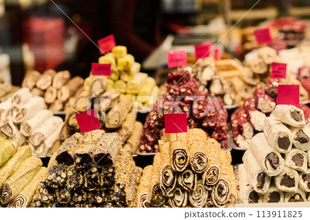 Capturing the Essence of Turkish Delights: Indulging in the Irresistible Sweet Treats of Istanbul's Streets. Capturing the Essence of Turkish Delights: Indulging in the Irresistible Sweet Treats of Istanbul's Streets. 113911825