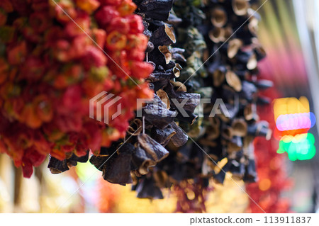 The dried marzipans hang in the shop The dried marzipans hang in the shop 113911837