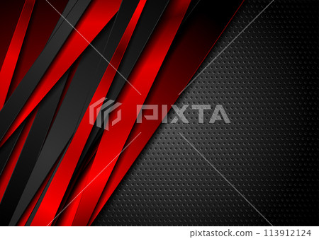 Black red glossy stripes on dark perforated background Black red glossy stripes on dark perforated background 113912124