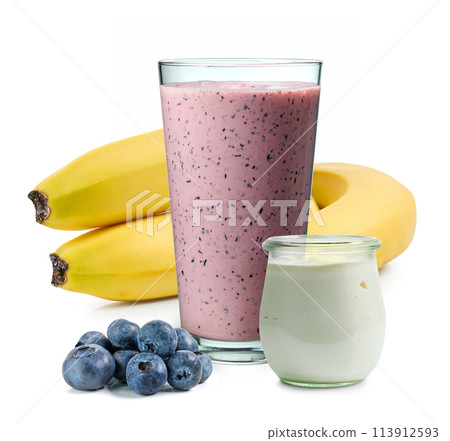 banana and blueberry smoothie with yogurt banana and blueberry smoothie with yogurt 113912593