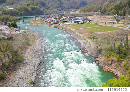 Tone River: Cherry blossom season and fresh greenery, view from near Tanashita Fudo Tone River: Cherry blossom season and fresh greenery, view from near Tanashita Fudo 113914323
