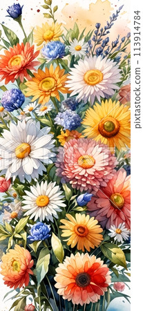 Colorful flowers watercolor style 113914784
