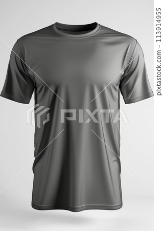 A man is wearing a gray shirt 113914955