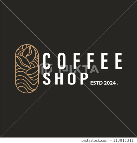 Simple caffeine drink coffee logo design cafe business vector coffee beans, bar, restaurant vintage model 113915311