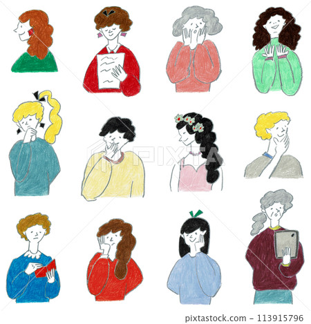 Set of people with various expressions and poses 113915796